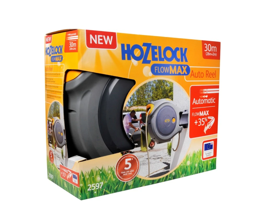 Hozelock Flowmax Auto Reel Wandslangbox + 30 M Slang 2 Hozelock Flowmax Auto Reel Wandslangbox + 30 M Slang - Afbeelding 2